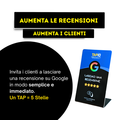 TAPIO Stand per aumentare da subito le Recensioni su Google