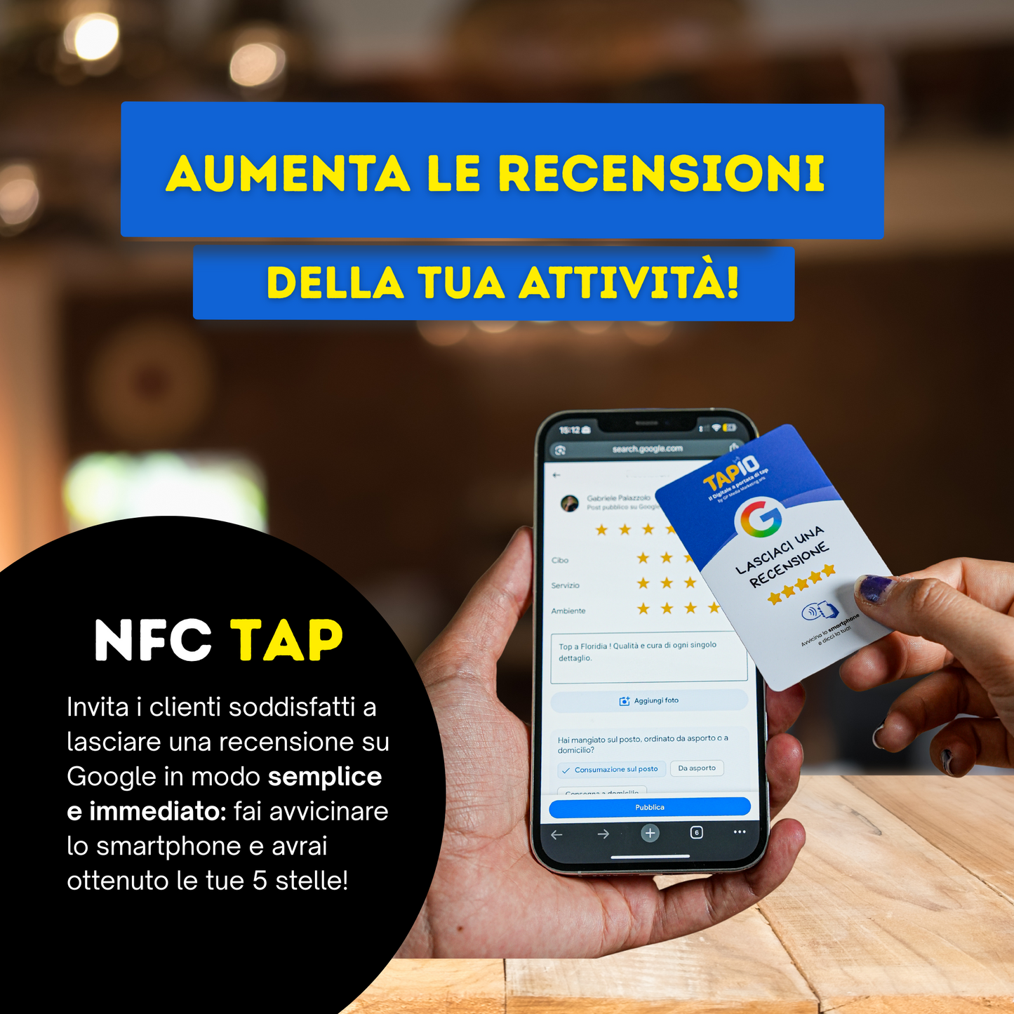 CARD per Recensioni Google in mobilità o al Tavolo