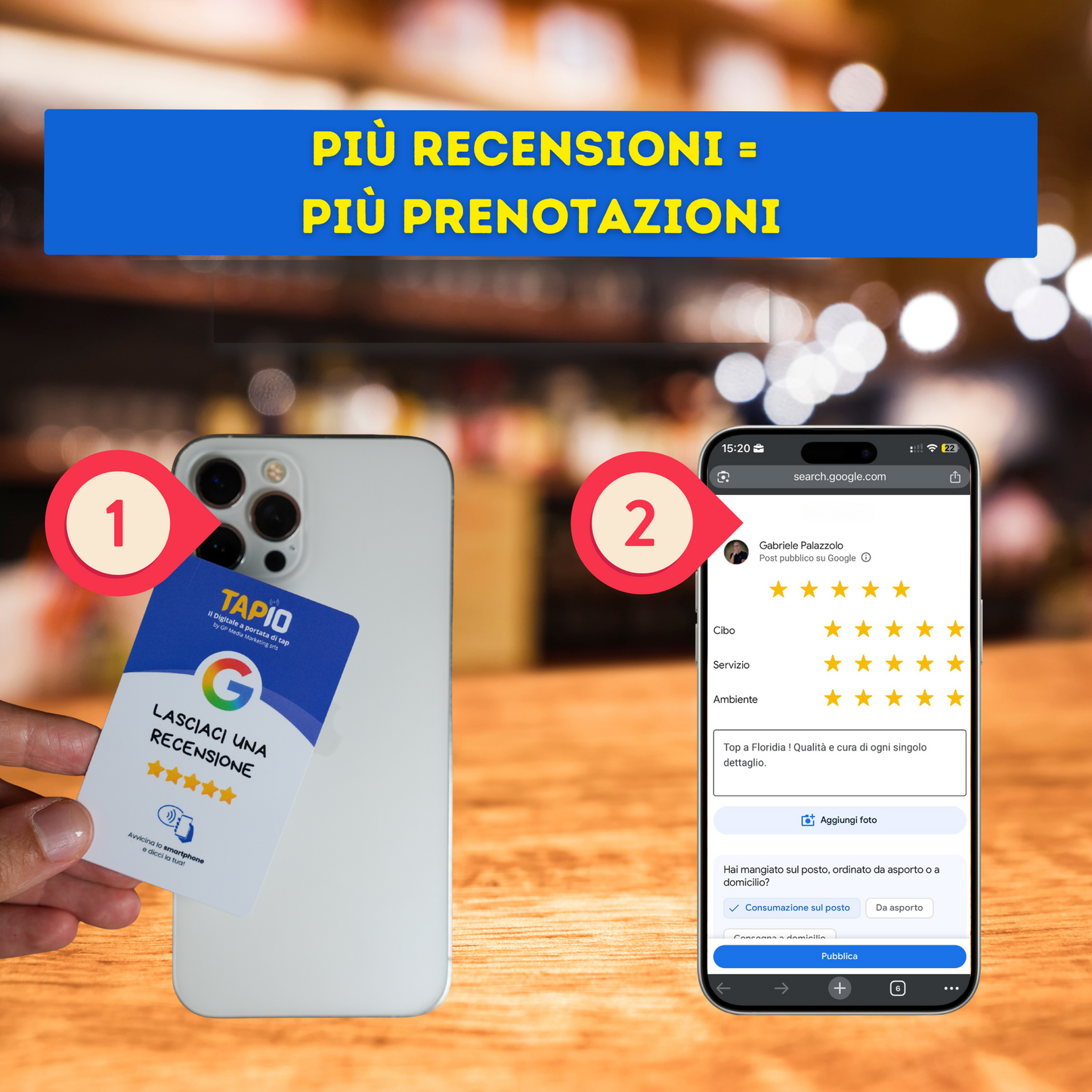 CARD per Recensioni Google in mobilità o al Tavolo
