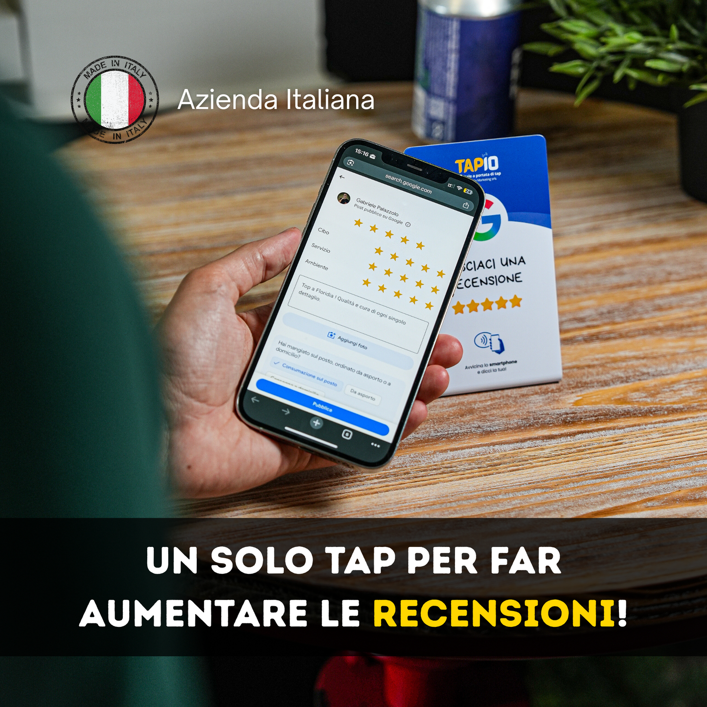TAPIO Stand per aumentare da subito le Recensioni su Google